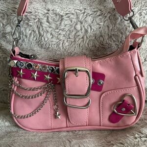 Pink Studded Rocker
Heart Accent Shoulder Bag